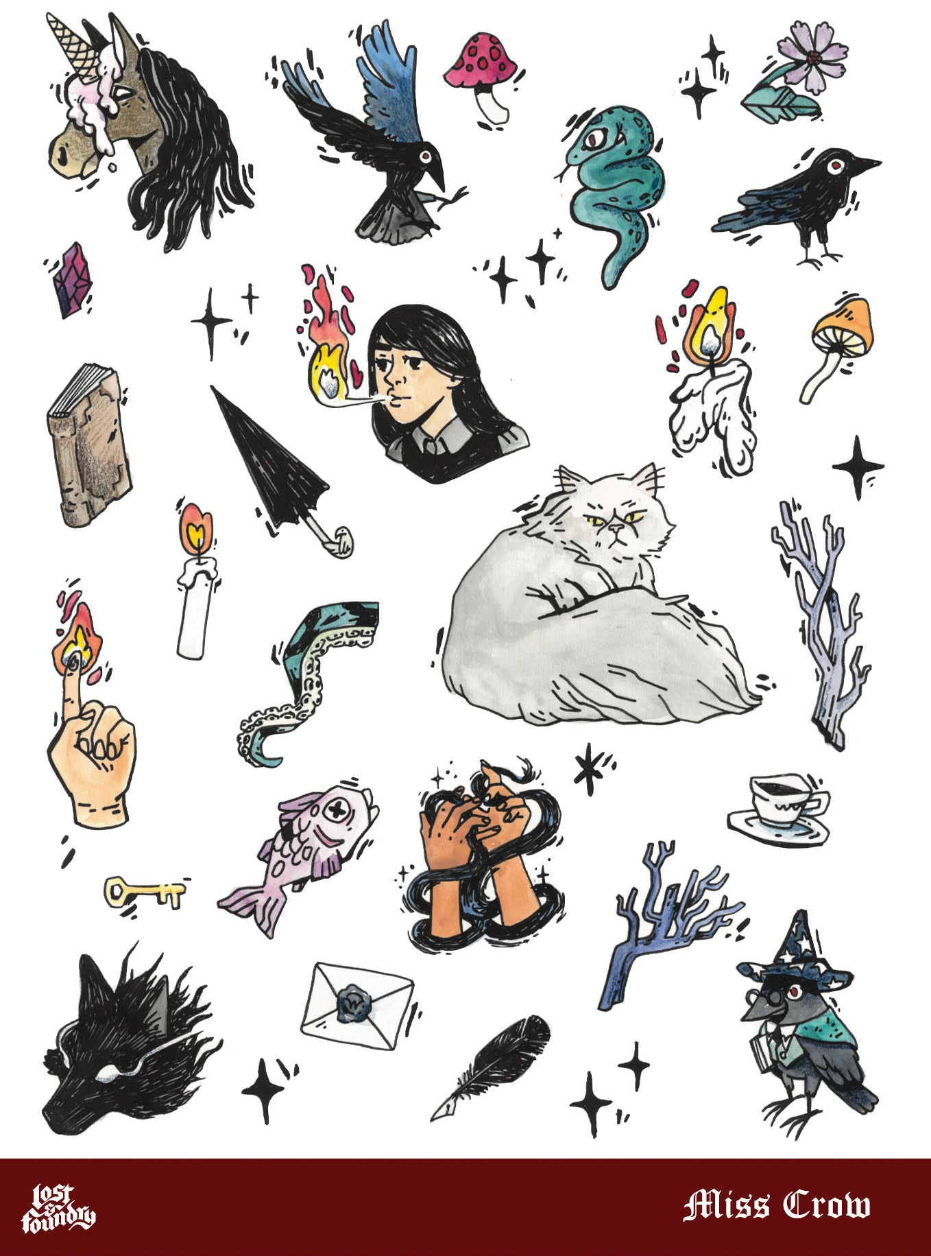 Art Sticker Sheet - Miss Crow