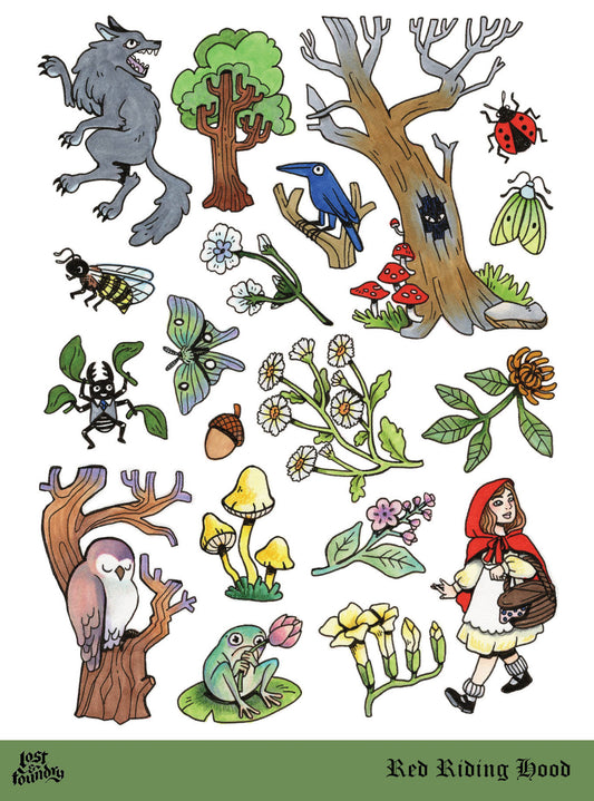 Art Sticker Sheet - Red Riding Hood