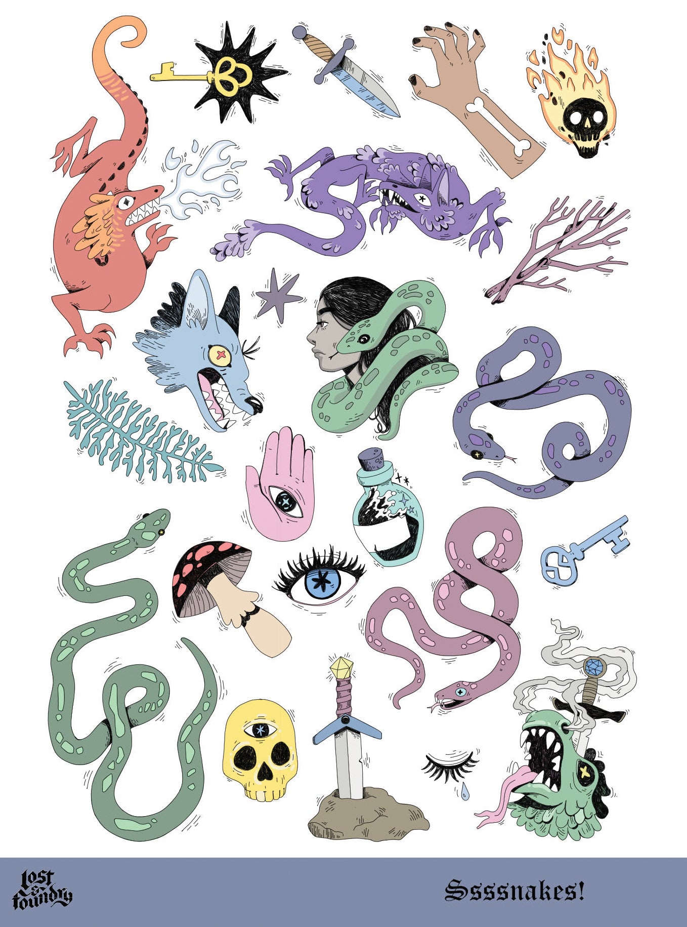 Art Sticker Sheet - Ssssnakes!